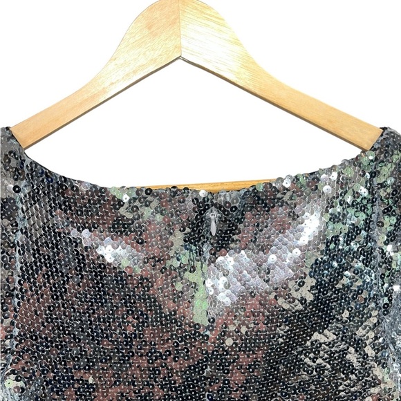 16Arlington Solaria dress mini sequin silver US 10 UK 14 keyhole cocktail NWT - Picture 11 of 16